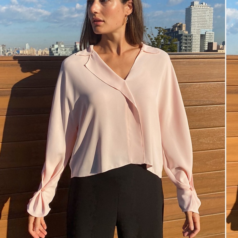 GREEN (not pink) Aritzia Babaton Martin Blouse